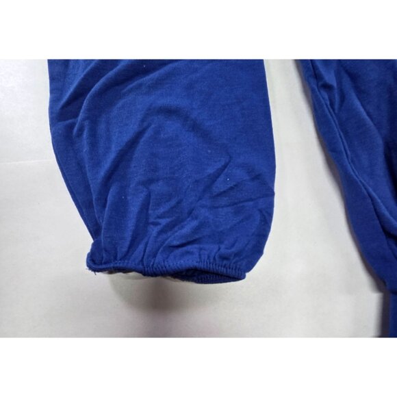 Zenana Womens XL Jumpsuit Blue Long Sleeve Button-Front Drawstring Waist Pockets - Picture 7 of 11